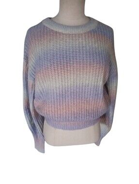 Zara Pastel Striped Knit Pullover Sweater Size S NWOT